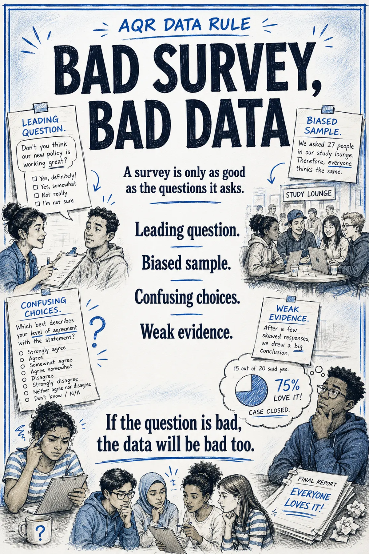 AQR classroom poster: Bad Survey, Bad Data
