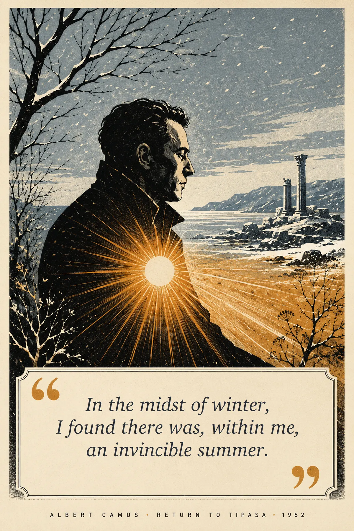 Classroom quotation poster: Albert Camus, invincible summer