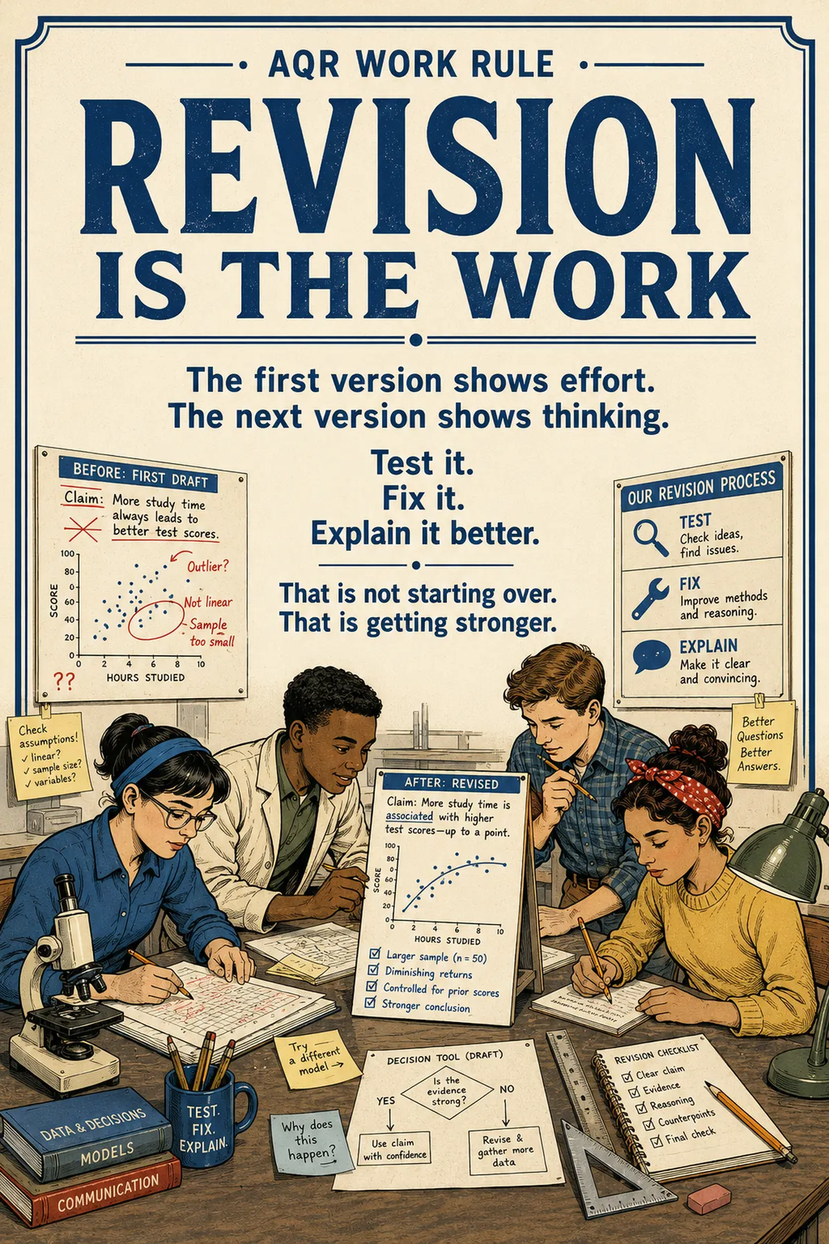 AQR classroom poster: Revision Is the Work