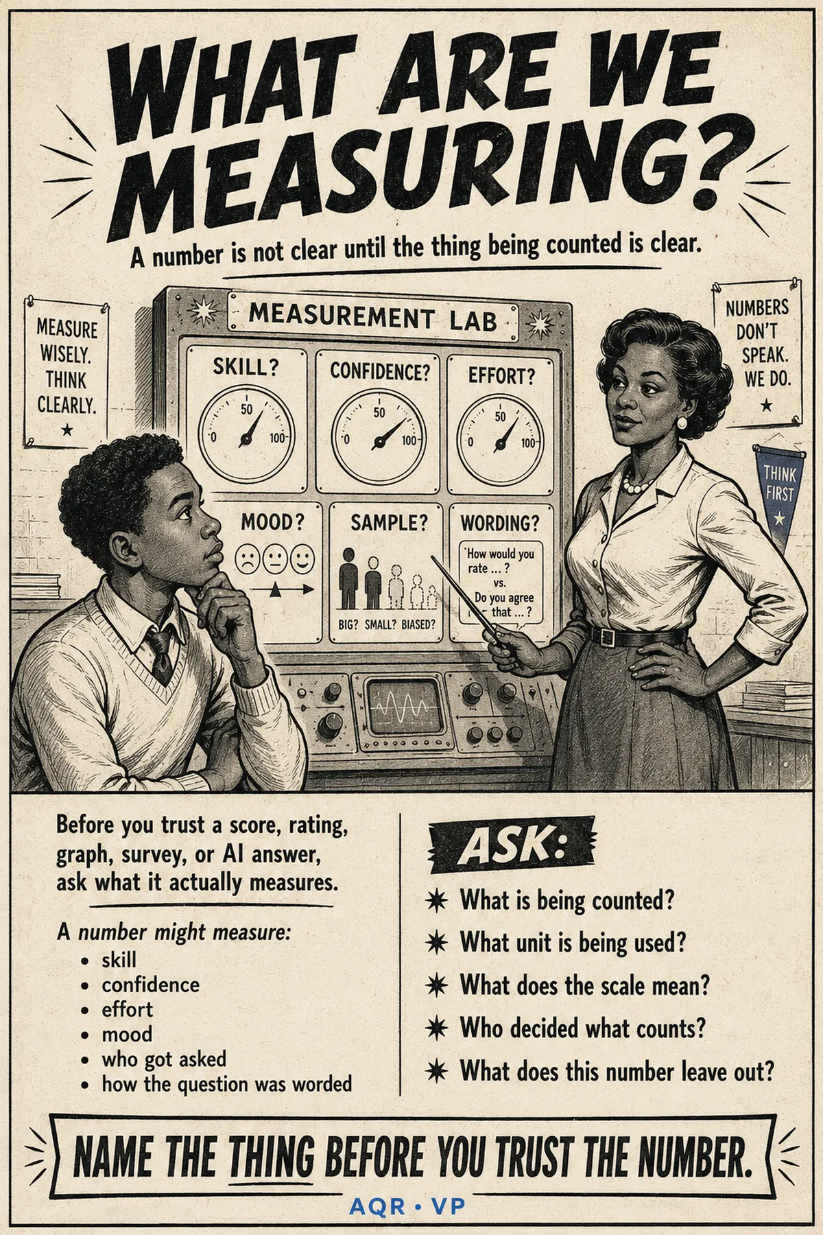 AQR classroom poster: What Are We Measuring?